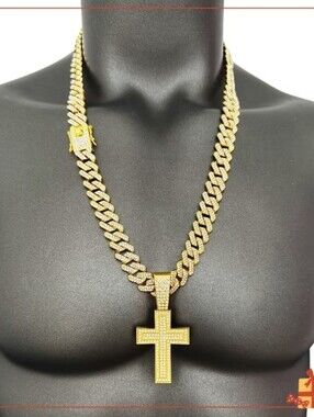 Men 27" 18kt Gold Plated Cuban Link Chain